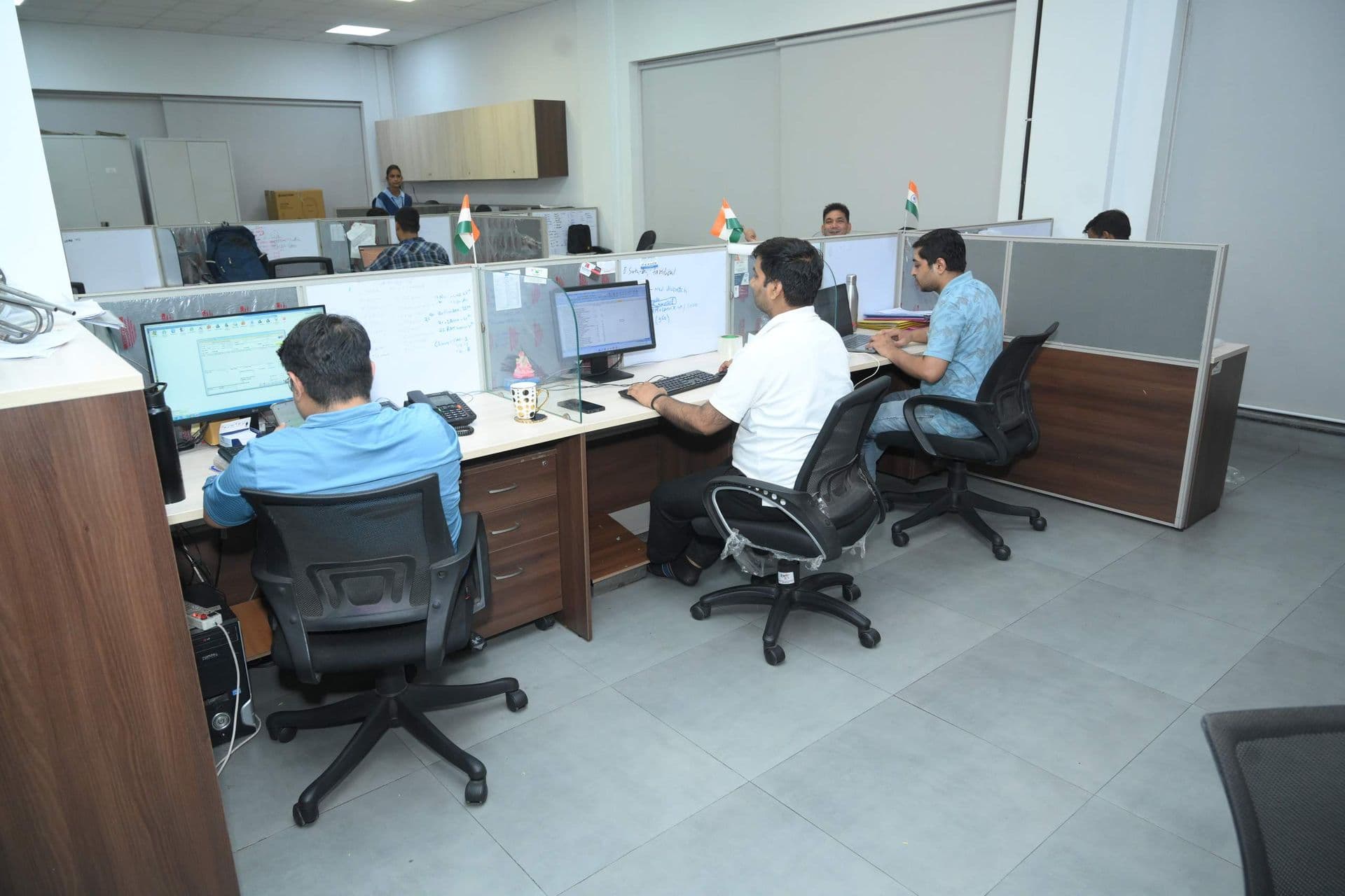 The plant office, with the team at their desks